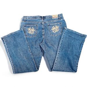 Richcow Womens Bling Pocket Stretch Straight Leg Jeans 18 High-Rise Embellished